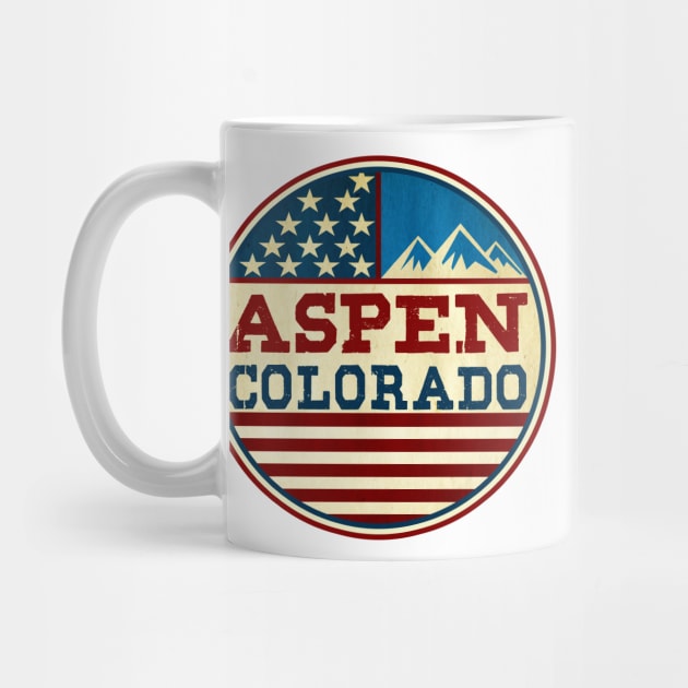 Skiing Aspen Colorado Mountains Ski Red White And Blue Stars by TravelTime